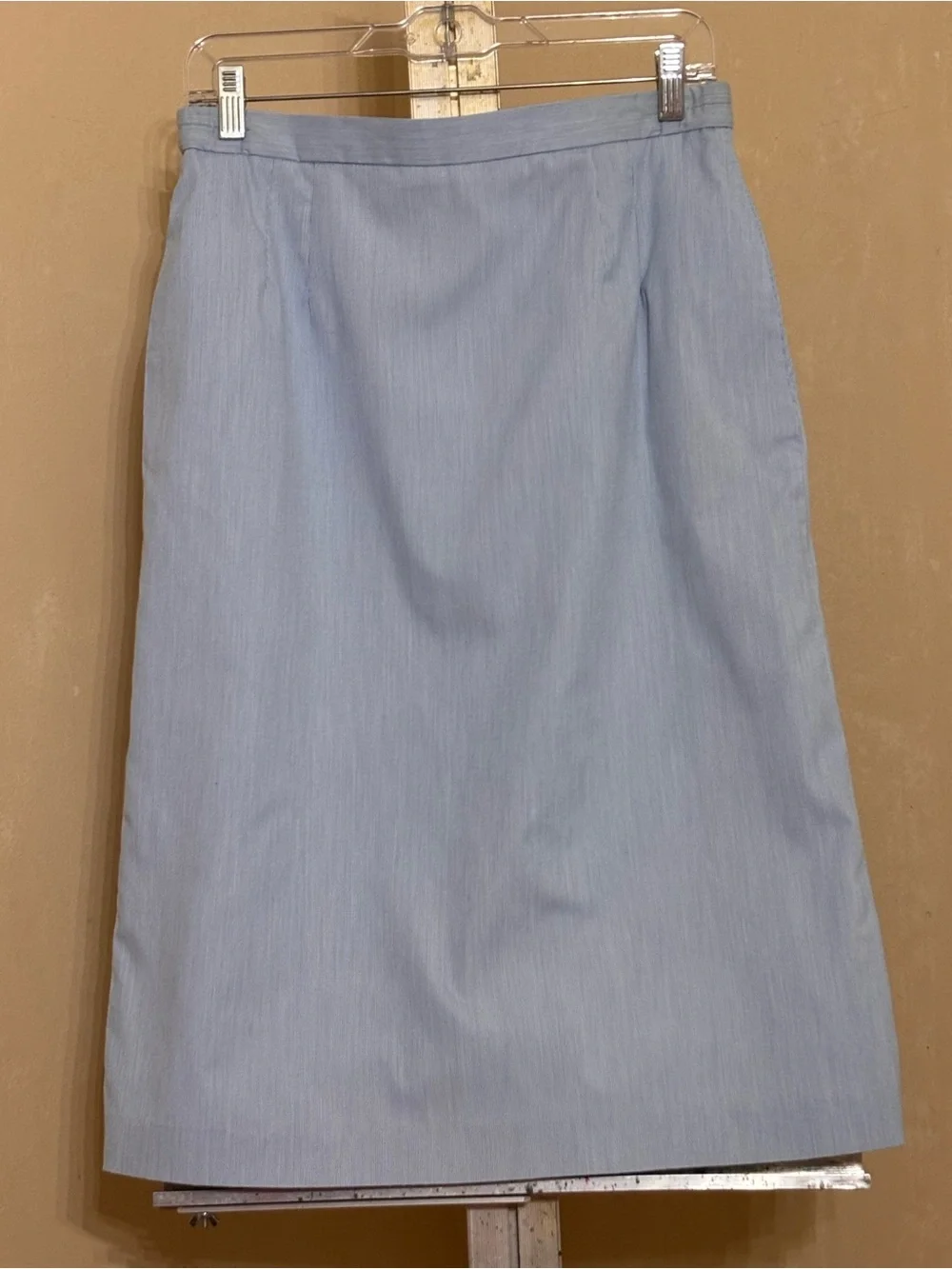 Vintage E. H. WOODS Light Blue Pinstripe Women's Pencil Skirt Sz 12 - Classic
